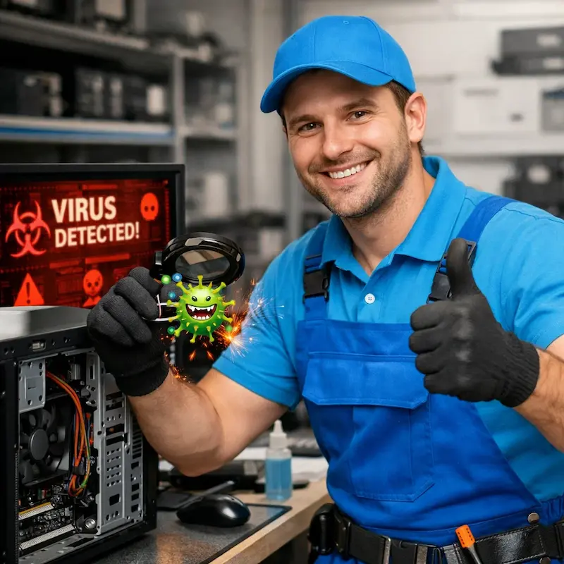 Удаление вирусов с компьютера в Клину